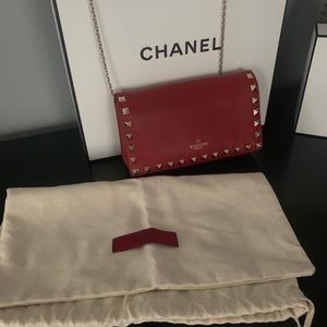 Valentino Rockstud Red  Crossbody chain Small